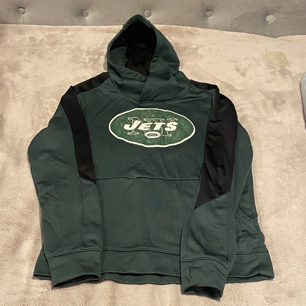 NFL New York Jets Green and Black Pullover Hoodie Boys Size M